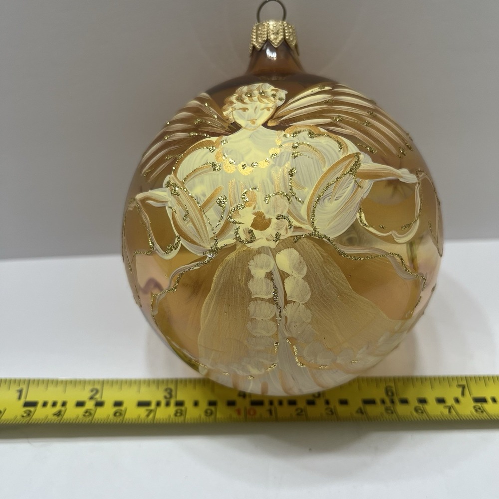 Vintage Christmas Dillards Trimmings Holiday Ornament Blown Glass Hand Painted